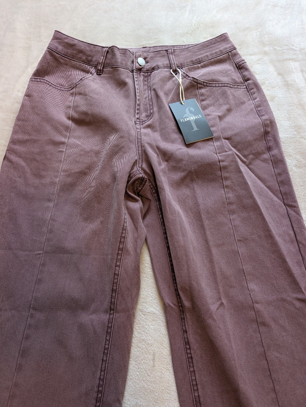 Flamingals Mid Rise Straight Leg Pants in Mauve NWT Women's Small - Picture 3 of 7